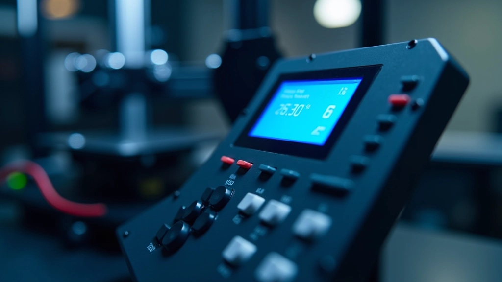 Elektroninio valdymo panelė su ekranu ir mygtukai, kurie valdo spausdintuvą